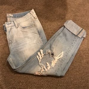 Hollister distressed boyfriend jeans light wash
